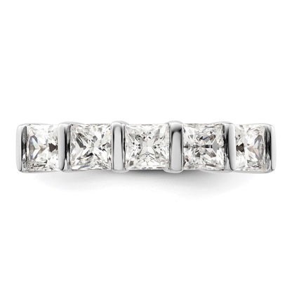14K White Gold 5-Stone Half-Bezel (Holds 5-3.8mm Princess) Diamond Band Mounting