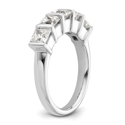 14K White Gold 5-Stone Half-Bezel (Holds 5-3.8mm Princess) Diamond Band Mounting
