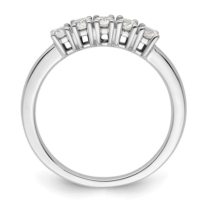 14K White Gold 5-Stone Prong-Set 1/2 carat Round Complete Diamond Band