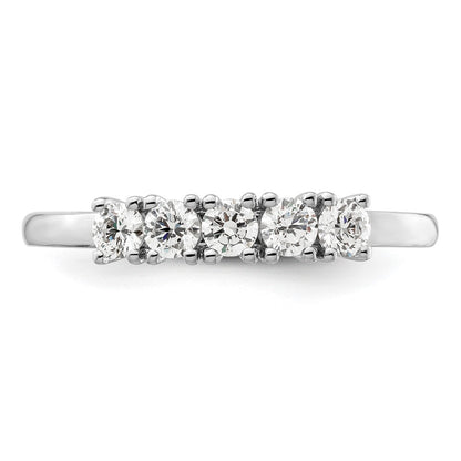 14K White Gold 5-Stone Prong-Set 1/2 carat Round Complete Diamond Band