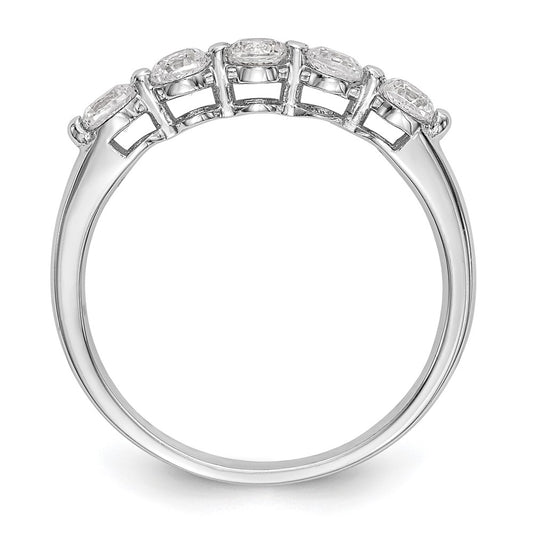 14K White Gold 5-Stone Shared Prong (Holds 5-3.3mm Round) Diamond Band Mounting