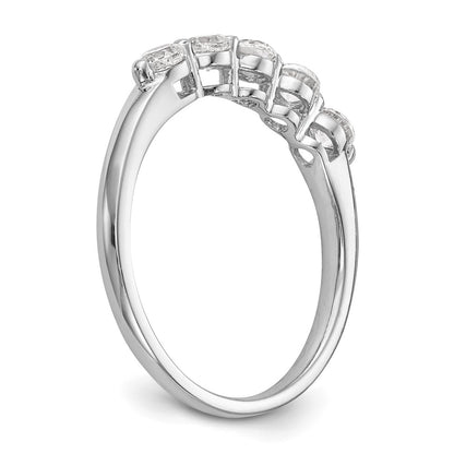 14K White Gold 5-Stone Shared Prong (Holds 5-3.3mm Round) Diamond Band Mounting