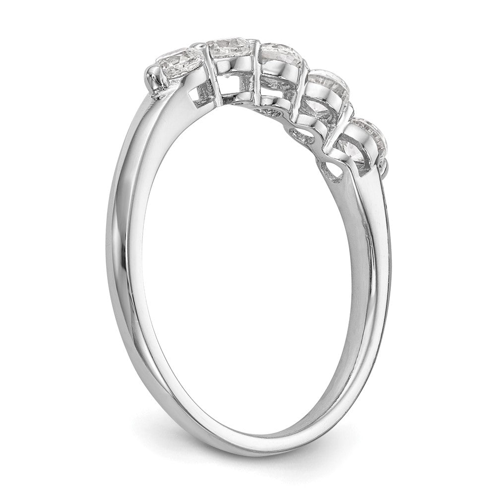 14K White Gold 5-Stone Shared Prong (Holds 5-3.3mm Round) Diamond Band Mounting