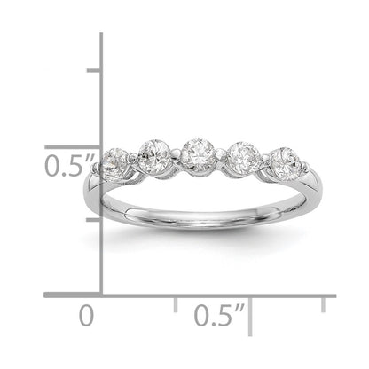 14K White Gold 5-Stone Shared Prong (Holds 5-3.3mm Round) Diamond Band Mounting
