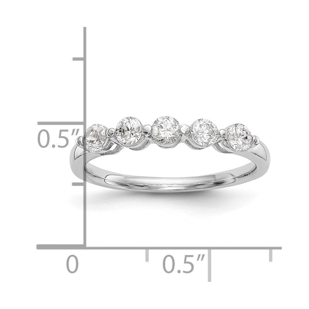 14K White Gold 5-Stone Shared Prong (Holds 5-3.3mm Round) Diamond Band Mounting
