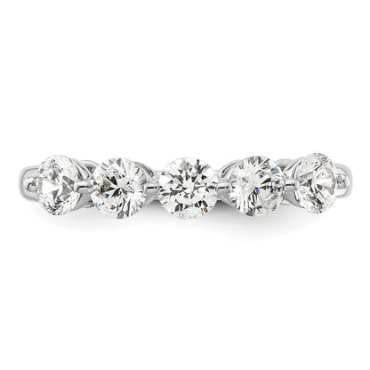 14K White Gold 5-Stone Shared Prong (Holds 5-3.8mm Round) Diamond Band Mounting