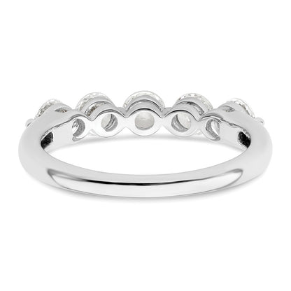 14K White Gold 5-Stone Shared Prong (Holds 5-3.8mm Round) Diamond Band Mounting