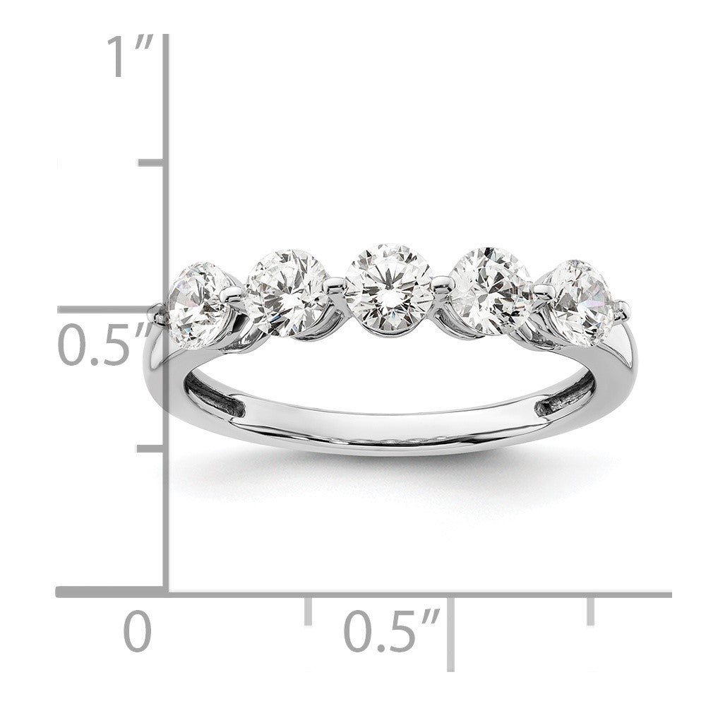 14K White Gold 5-Stone Shared Prong (Holds 5-3.8mm Round) Diamond Band Mounting