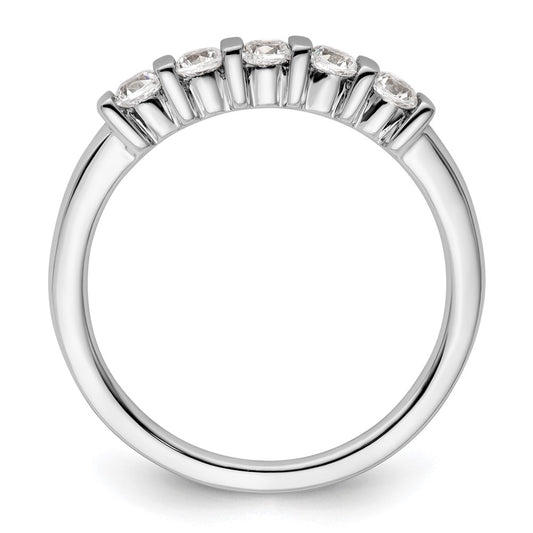 14K White Gold 5-Stone Half-Bezel 1/3 carat Round Complete Diamond Band