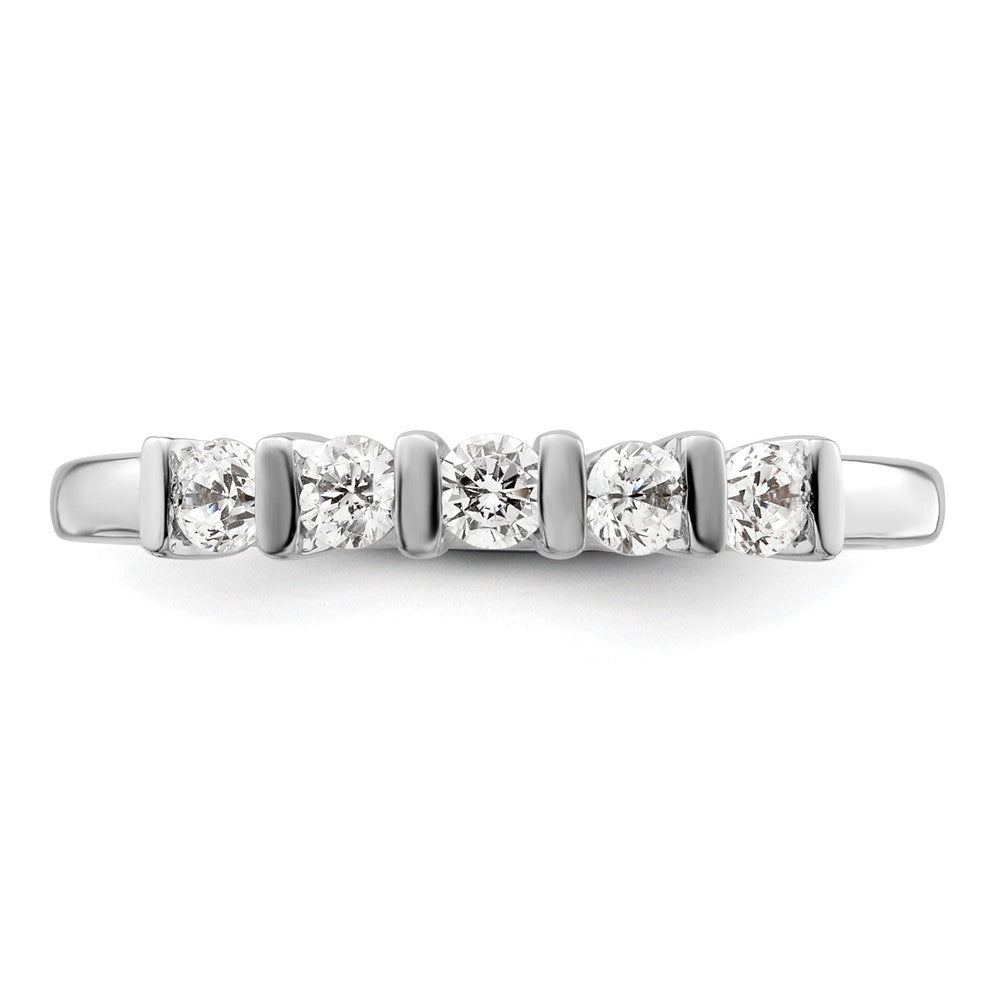 14K White Gold 5-Stone Half-Bezel 1/3 carat Round Complete Diamond Band