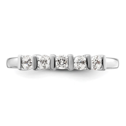 14K White Gold 5-Stone Half-Bezel 1/3 carat Round Complete Diamond Band