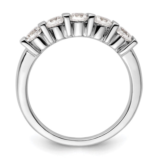 14K White Gold 5-Stone Half-Bezel 3/4 carat Round Complete Diamond Band