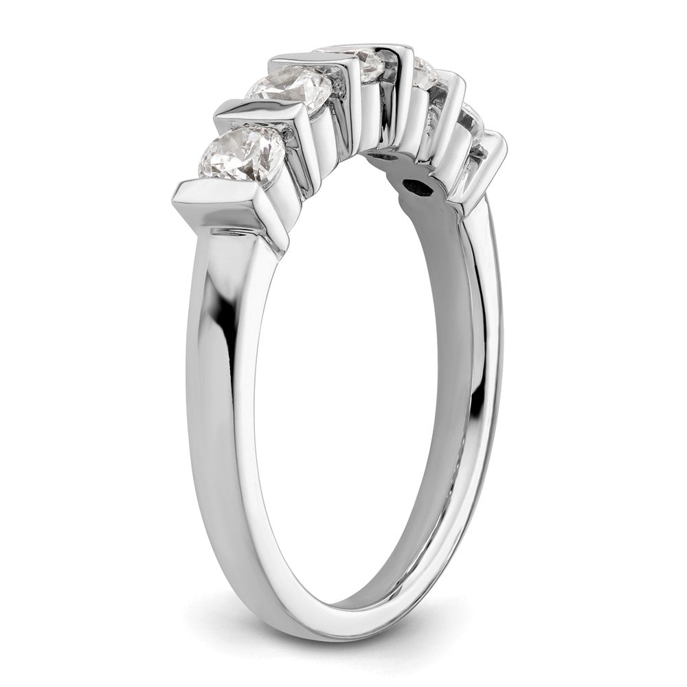14K White Gold 5-Stone Half-Bezel 3/4 carat Round Complete Diamond Band