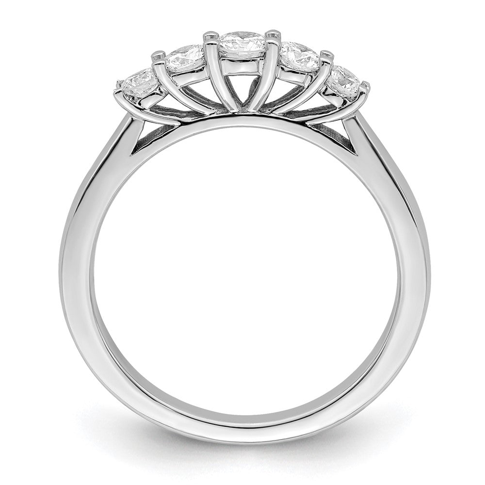 14K White Gold 5-Stone Shared Prong (Holds 1-3.4, 2-2.6, 2-2.9mm Round) Diamond Band Mounting
