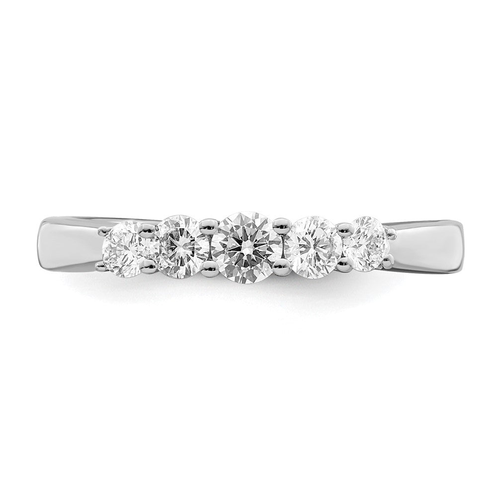 14K White Gold 5-Stone Shared Prong (Holds 1-3.4, 2-2.6, 2-2.9mm Round) Diamond Band Mounting