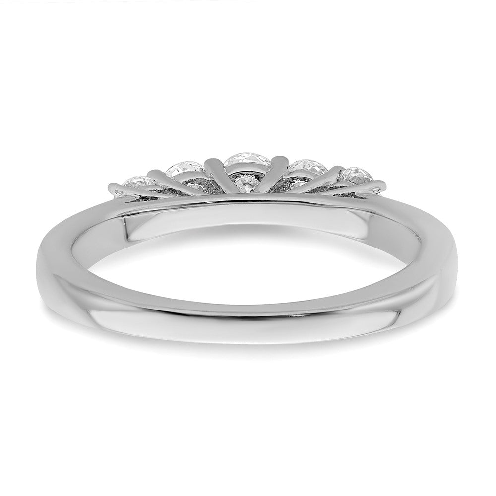14K White Gold 5-Stone Shared Prong (Holds 1-3.4, 2-2.6, 2-2.9mm Round) Diamond Band Mounting