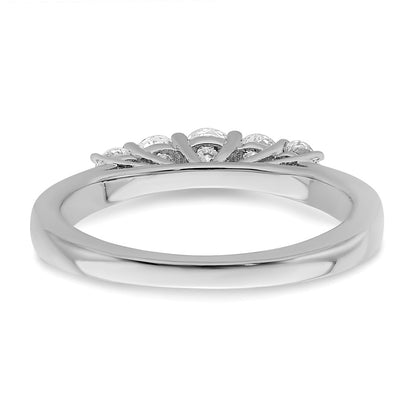 14K White Gold 5-Stone Shared Prong (Holds 1-3.4, 2-2.6, 2-2.9mm Round) Diamond Band Mounting