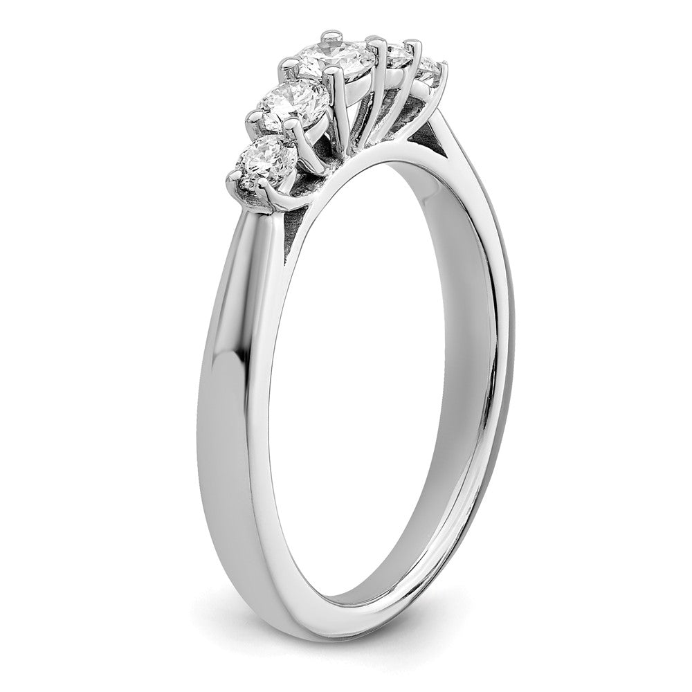 14K White Gold 5-Stone Shared Prong (Holds 1-3.4, 2-2.6, 2-2.9mm Round) Diamond Band Mounting