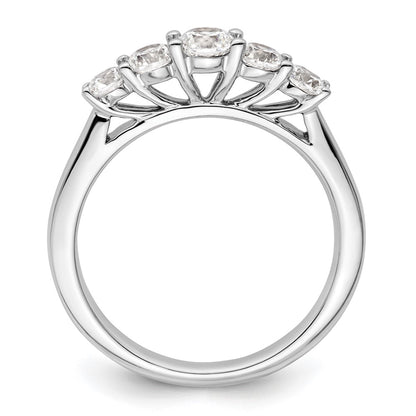 14K White Gold 5-Stone Shared Prong (Holds 1-3.9, 2-3.4, 2-3.1mm Round) Diamond Band Mounting