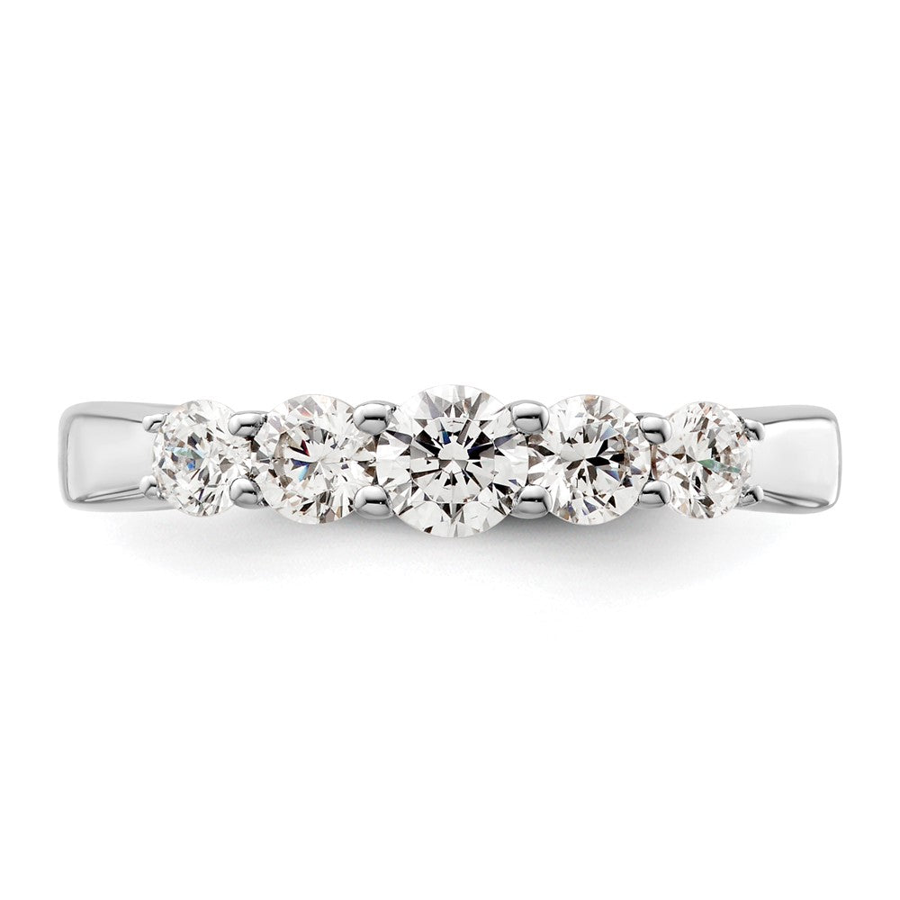 14K White Gold 5-Stone Shared Prong (Holds 1-3.9, 2-3.4, 2-3.1mm Round) Diamond Band Mounting