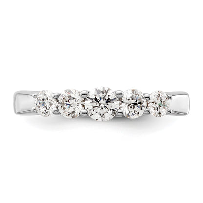 14K White Gold 5-Stone Shared Prong (Holds 1-3.9, 2-3.4, 2-3.1mm Round) Diamond Band Mounting