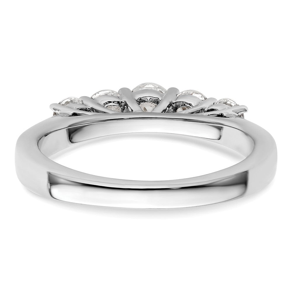 14K White Gold 5-Stone Shared Prong (Holds 1-3.9, 2-3.4, 2-3.1mm Round) Diamond Band Mounting