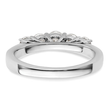 14K White Gold 5-Stone Shared Prong (Holds 1-3.9, 2-3.4, 2-3.1mm Round) Diamond Band Mounting