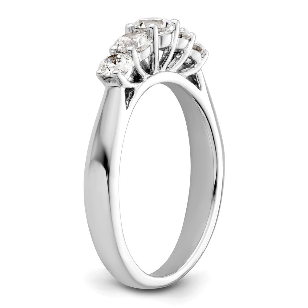14K White Gold 5-Stone Shared Prong (Holds 1-3.9, 2-3.4, 2-3.1mm Round) Diamond Band Mounting
