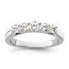 14K White Gold 5-Stone Shared Prong (Holds 1-3.9, 2-3.4, 2-3.1mm Round) Diamond Band Mounting