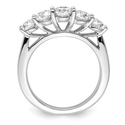 14K White Gold 5-Stone Shared Prong (Holds 1-4.8, 2-4.4, 2-4.0mm Round) Diamond Band Mounting