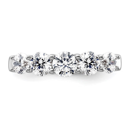 14K White Gold 5-Stone Shared Prong (Holds 1-4.8, 2-4.4, 2-4.0mm Round) Diamond Band Mounting