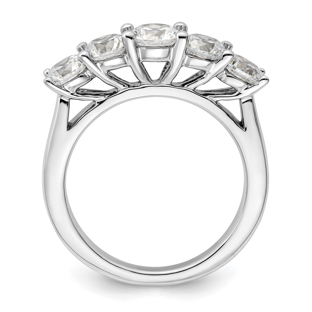 14K White Gold 5-Stone Shared Prong (Holds 1-5.2, 2-4.8, 2-4.6mm Round) Diamond Band Mounting