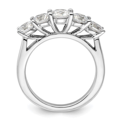 14K White Gold 5-Stone Shared Prong (Holds 1-5.2, 2-4.8, 2-4.6mm Round) Diamond Band Mounting