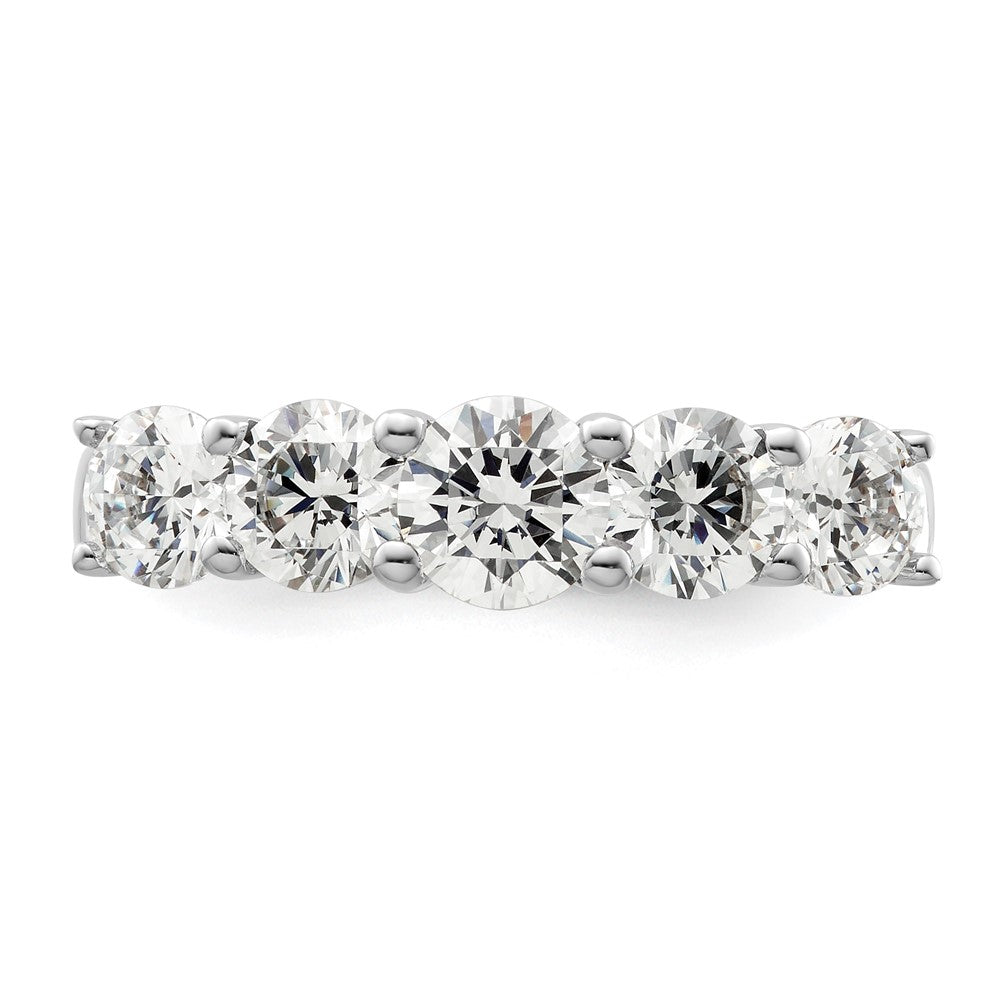 14K White Gold 5-Stone Shared Prong (Holds 1-5.2, 2-4.8, 2-4.6mm Round) Diamond Band Mounting
