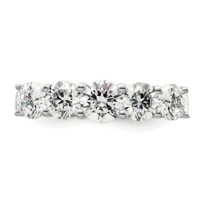 14K White Gold 5-Stone Shared Prong (Holds 1-5.2, 2-4.8, 2-4.6mm Round) Diamond Band Mounting