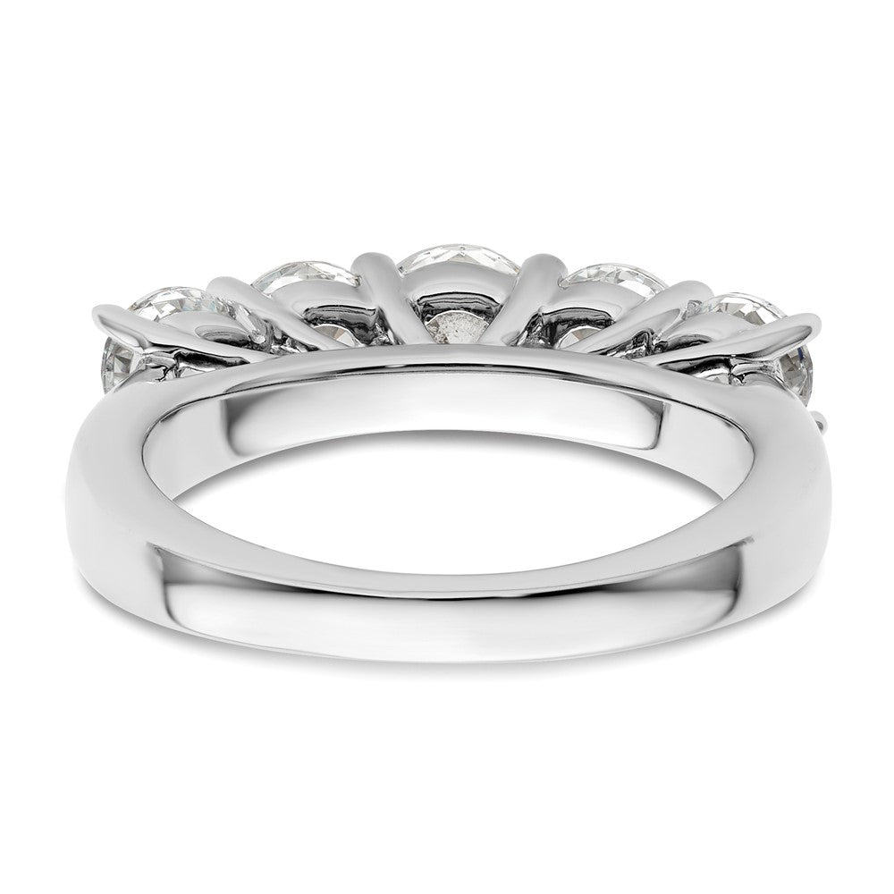 14K White Gold 5-Stone Shared Prong (Holds 1-5.2, 2-4.8, 2-4.6mm Round) Diamond Band Mounting