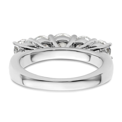 14K White Gold 5-Stone Shared Prong (Holds 1-5.2, 2-4.8, 2-4.6mm Round) Diamond Band Mounting