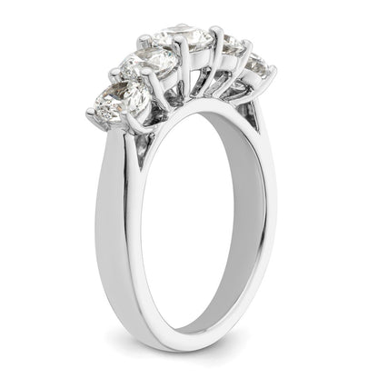14K White Gold 5-Stone Shared Prong (Holds 1-5.2, 2-4.8, 2-4.6mm Round) Diamond Band Mounting