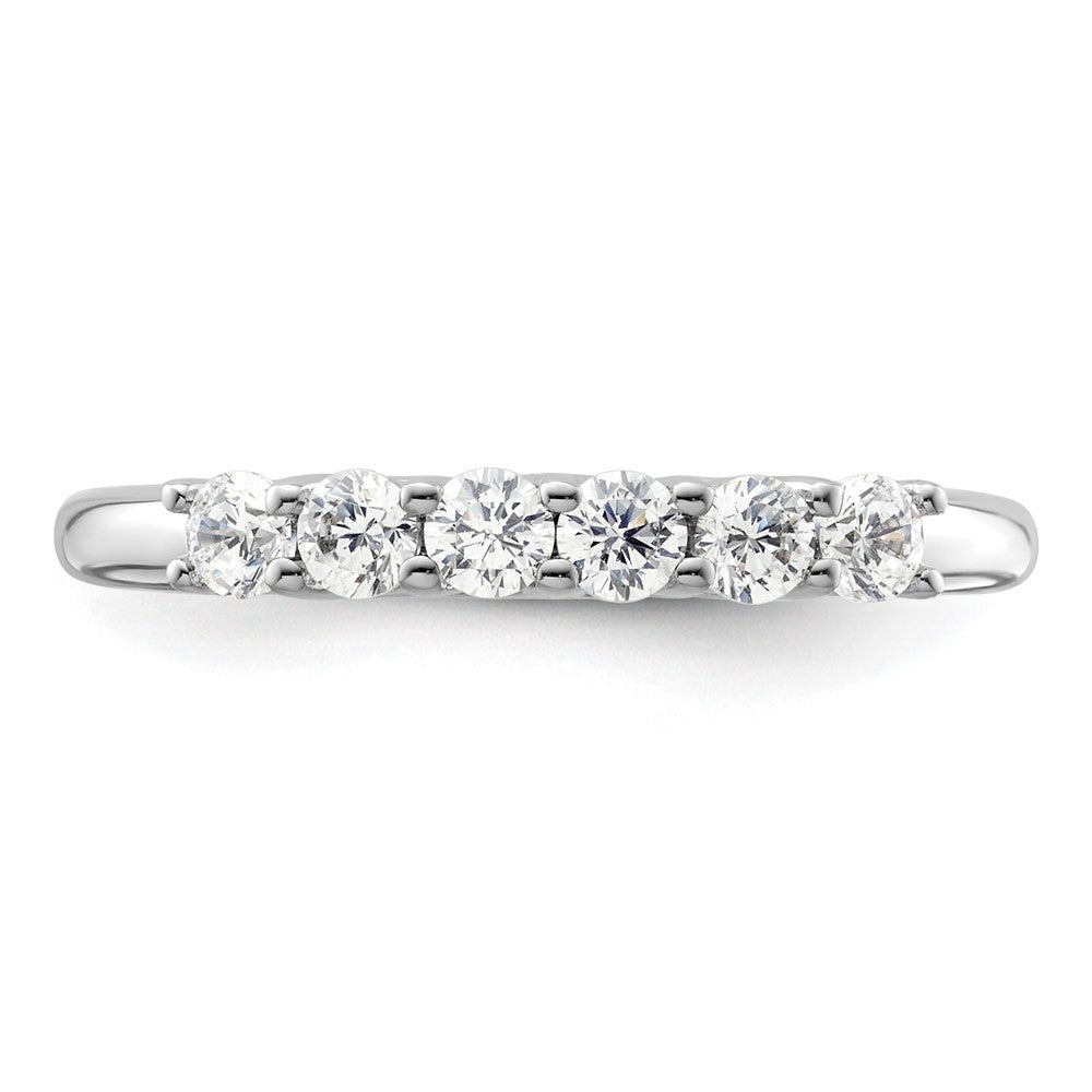 14K White Gold 6-Stone Shared Prong 1/2 carat Complete Round Diamond Band