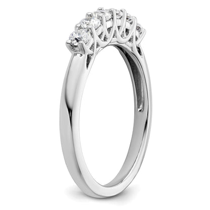 14K White Gold 6-Stone Shared Prong 1/2 carat Complete Round Diamond Band