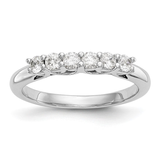 14K White Gold 6-Stone Shared Prong (Holds 6-3.1mm Round) Diamond Band Mounting