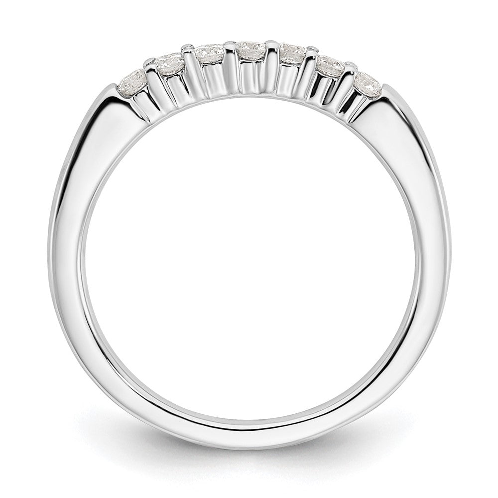 14K White Gold 7-Stone Shared Prong 1/4 carat Complete Round Diamond Band