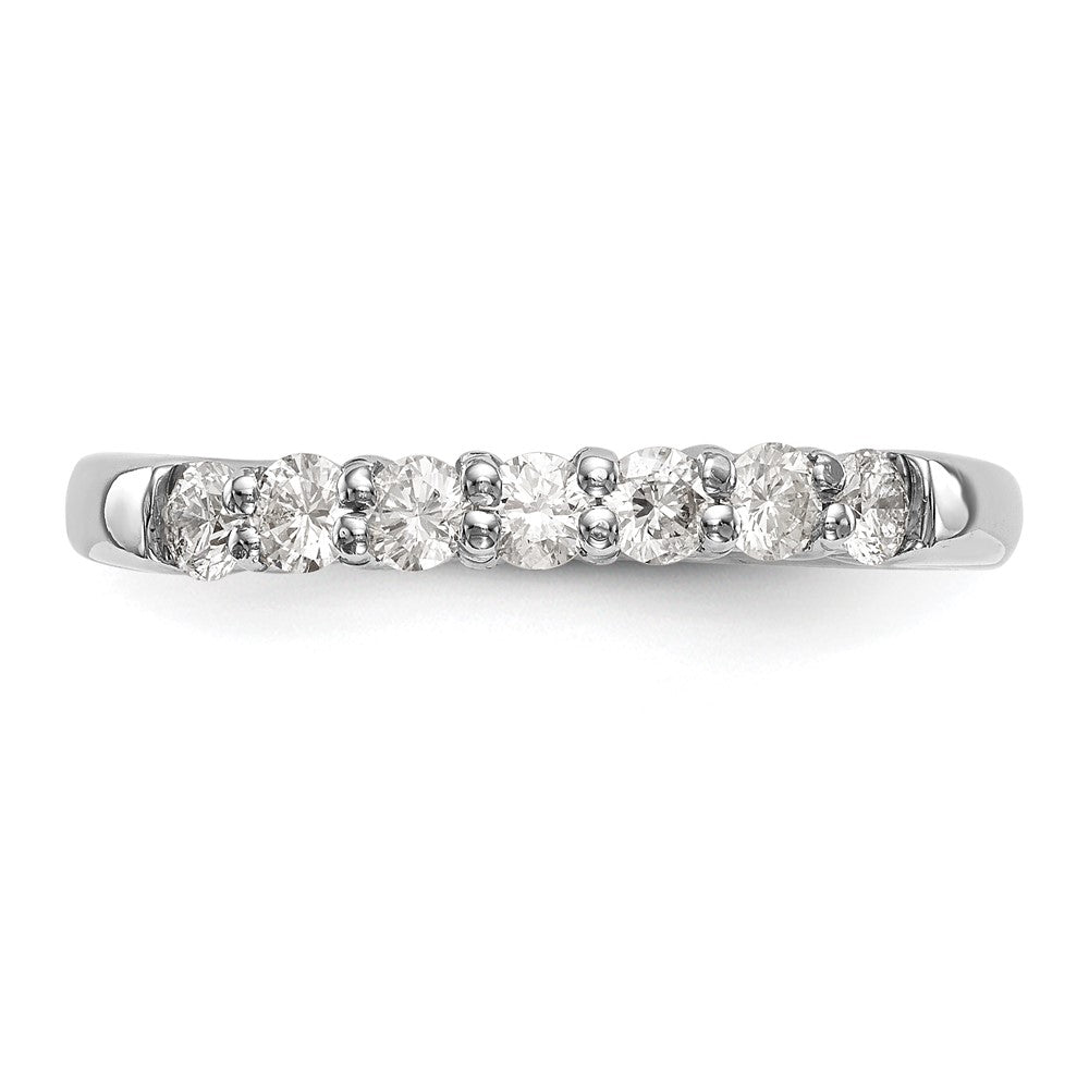 14K White Gold 7-Stone Shared Prong 3/4 carat Complete Round Diamond Band