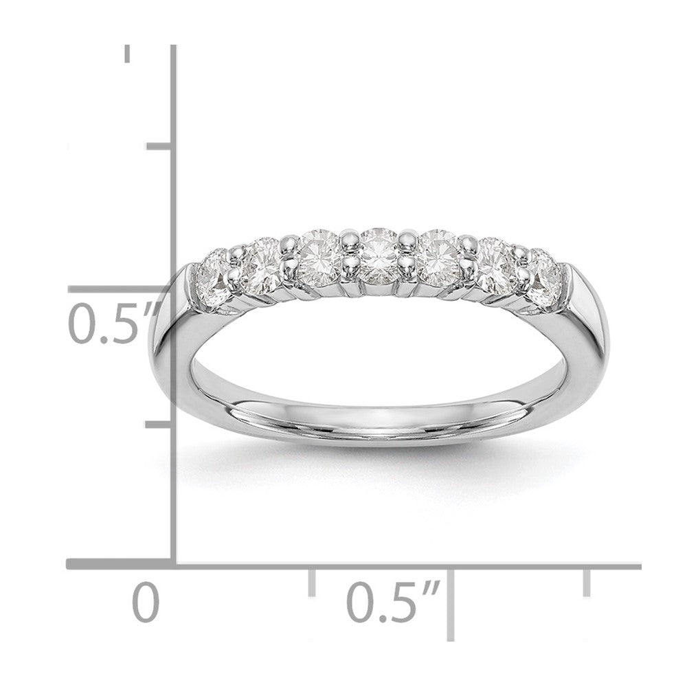 14K White Gold 7-Stone Shared Prong 3/4 carat Complete Round Diamond Band