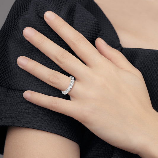 14k White Gold 1 5/8 carat Lab Grown Diamond VS/SI+ G+ Seven Stone Complete Fashion Band
