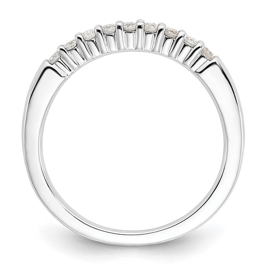 14K White Gold 9-Stone Shared Prong 1/5 carat Complete Round Diamond Band