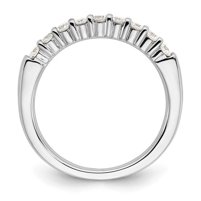 14K White Gold 9-Stone Shared Prong 1/2 carat Complete Round Diamond Band