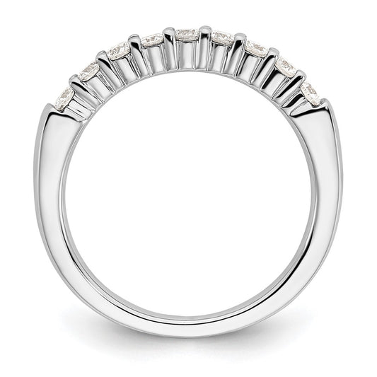 14K White Gold 9-Stone Shared Prong 1/2 carat Complete Round Diamond Band