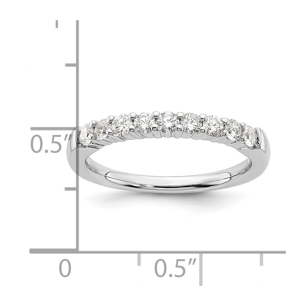 14K White Gold 9-Stone Shared Prong 1/2 carat Complete Round Diamond Band