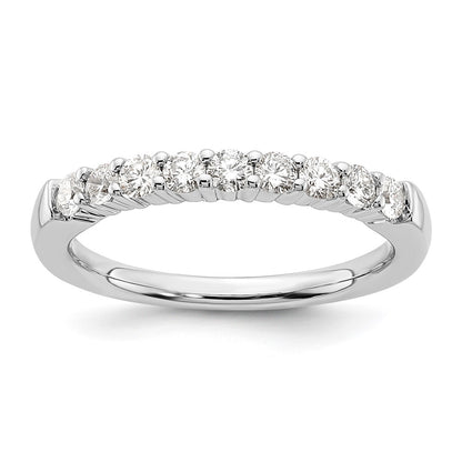 14K White Gold 9-Stone Shared Prong 1/2 carat Complete Round Diamond Band